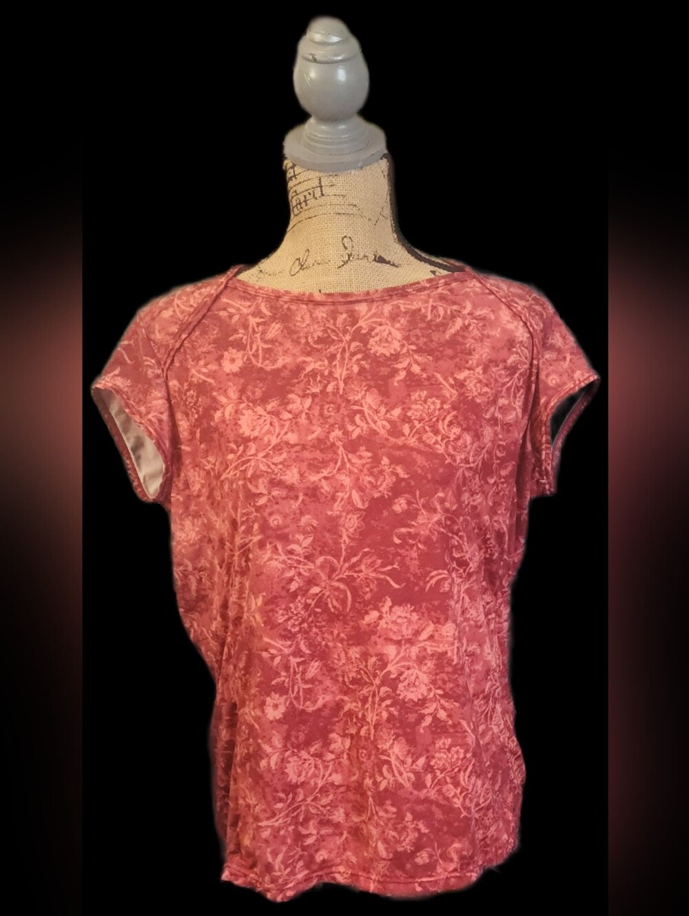 #WC145 Women’s Coral Pink Floral Short-Sleeve Top